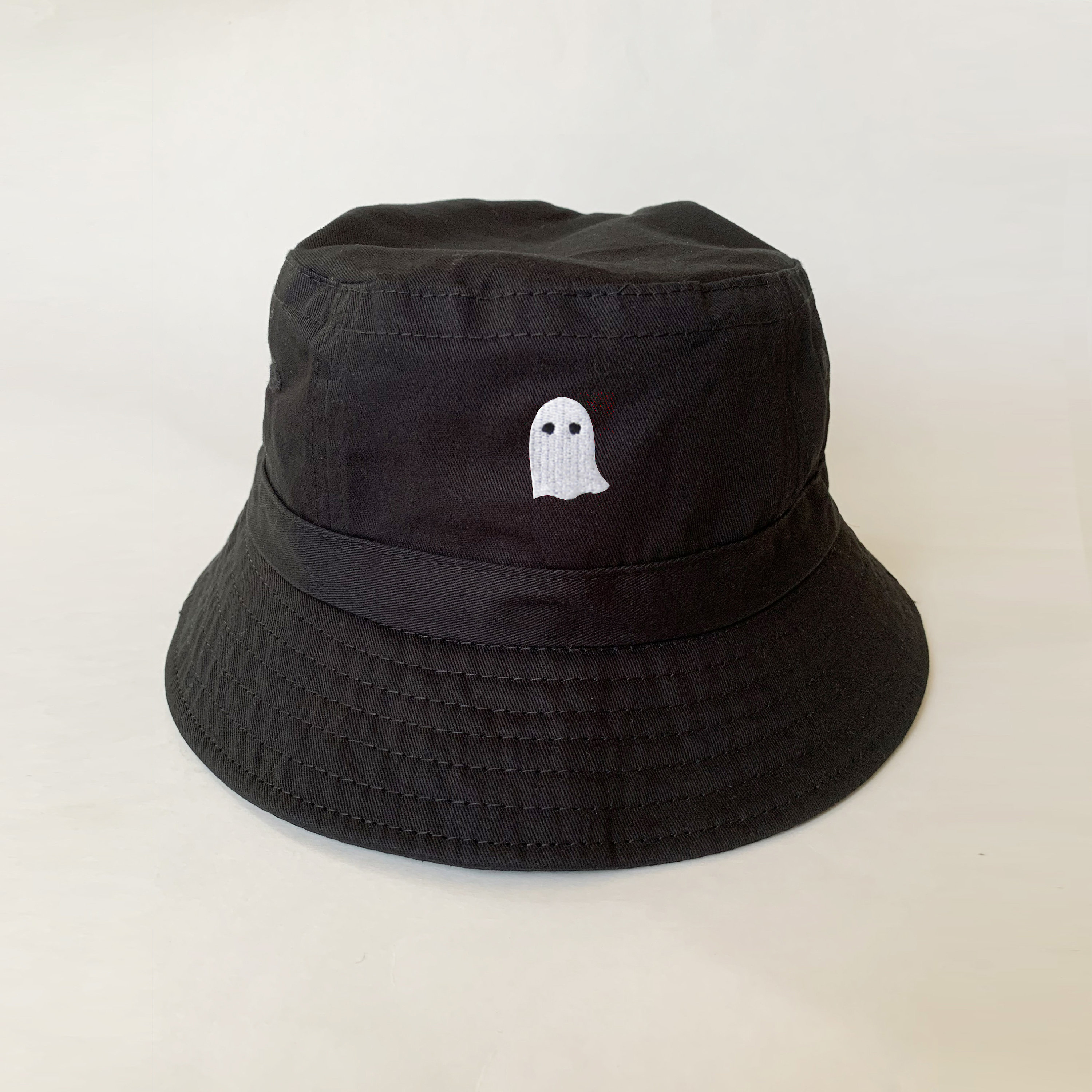 Ghost Embroidered Washed Cotton Bucket Hat fishing hat