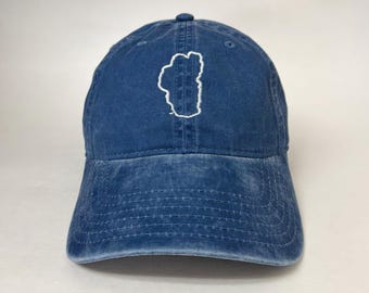Lake Tahoe Outline Embroidered Cap hat baseball hat Map cap embroidered ballcap Washed Cotton Cap