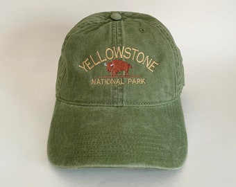 Yellowstone National Park Embroidered Cap hat baseball hat nature hat mountain hat camping hat Washed Cotton Cap