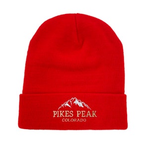 Pikes Peak Colorado Embroidered Beanie Winter Hat nature beanie hat hiking beanie camping beanie mountain beanie