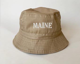 Maine Embroidered Washed Cotton Bucket Hat fishing hat State hat bucket hat