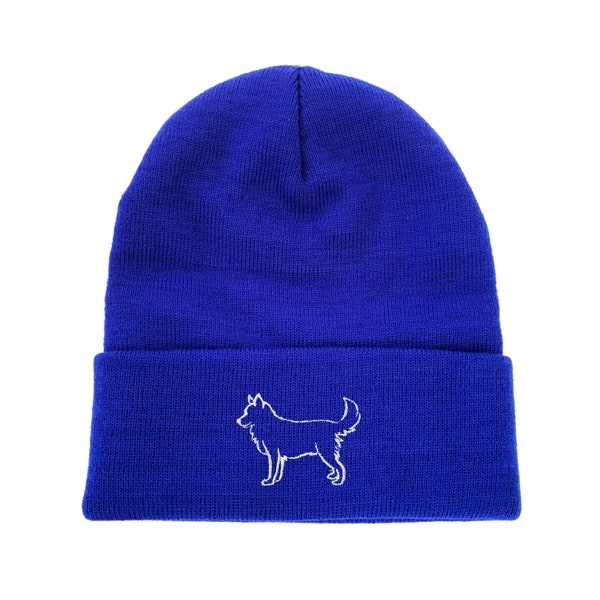 Siberian Husky Outline Embroidered Beanie Dog Beanie Winter Beanie