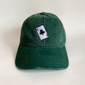 Cappello ricamato con asso, picche, quadrifoglio, diamante, cuore, berretto lavato, cappello in cotone, berretto da papà, cappello da papà, cappello da poker, cappello da gioco di carte, cappello da poker
