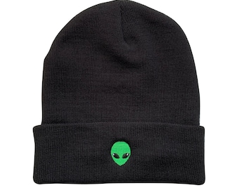 Alien Face Embroidered Beanie Halloween Winter Hat