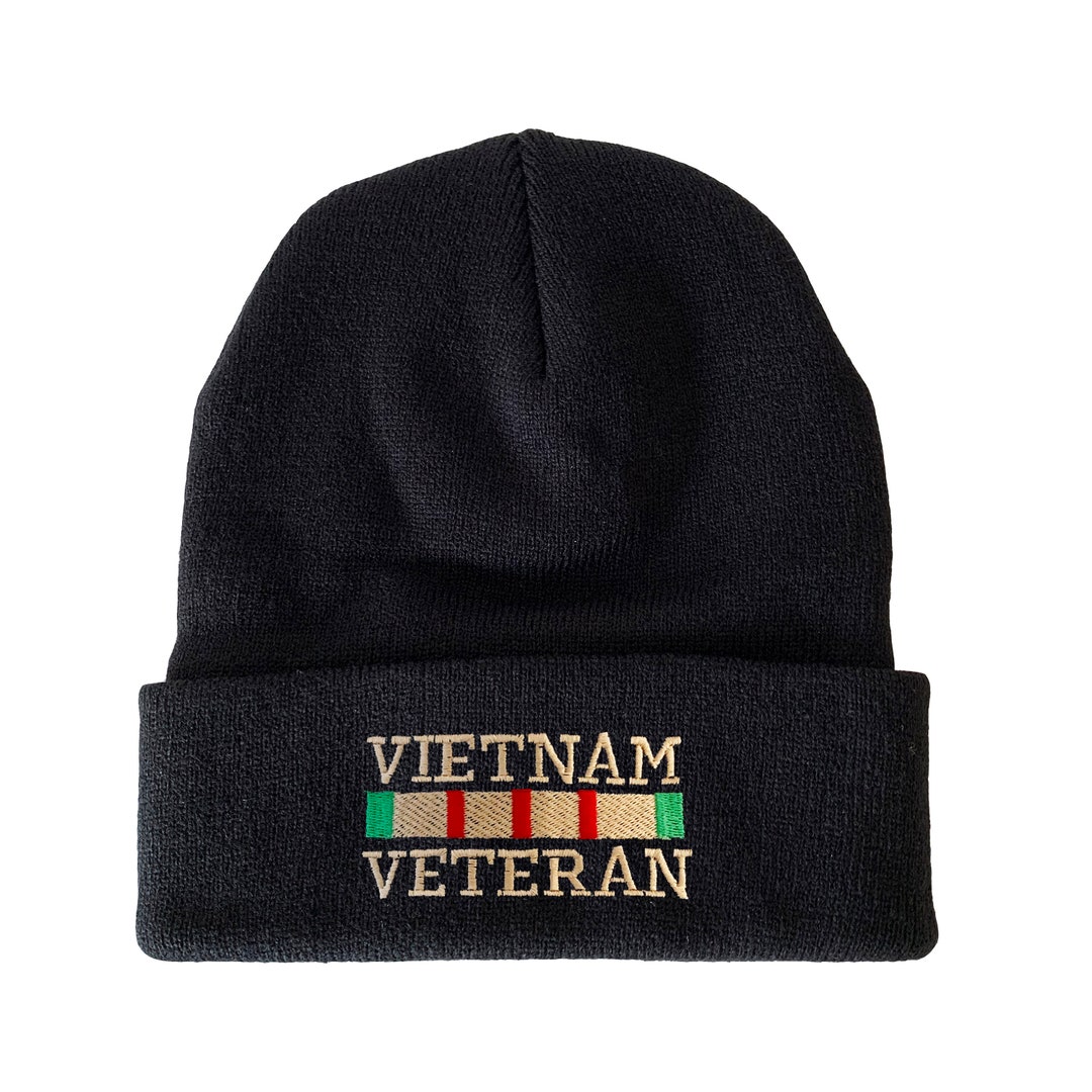 8 Army Star Veteran Vet Logo Black Embroidered Beanie Skull Cap Hat Win581a