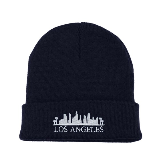 Los Angeles Skyline Embroidered Beanie City Skyline Beanie