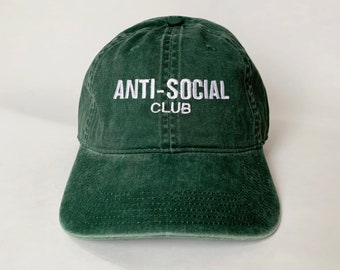 Anti-Social Club Casquette brodée casquette de baseball chapeau papa casquette papa chapeau délavé Casquette en coton délavé