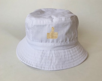Thumbs Up Embroidered Washed Cotton Bucket Hat fishing hat