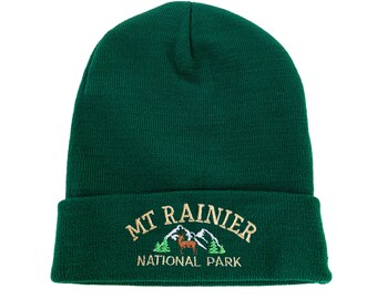 Gorro de invierno bordado del Parque Nacional Monte Rainier, gorro para acampar, gorro para hacer senderismo, gorro para la montaña