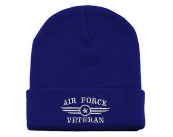 Air Force Veteran Embroidered Beanie Hat Military Hat Veteran Cap