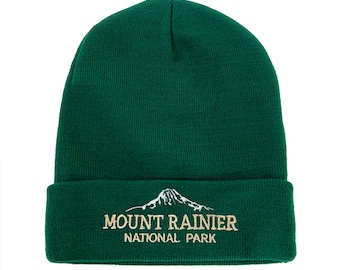 Gorro de invierno bordado del Parque Nacional Monte Rainier, gorro de camping, gorro de senderismo, gorro de montaña