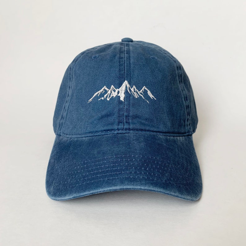 Mountains Embroidered Washed Cotton Cap hat embroidered cap baseball cap dad cap image 3