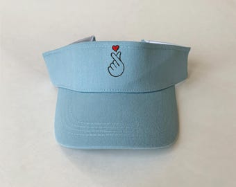 Finger Heart Embroidered Visor k-pop design Cotton Visor