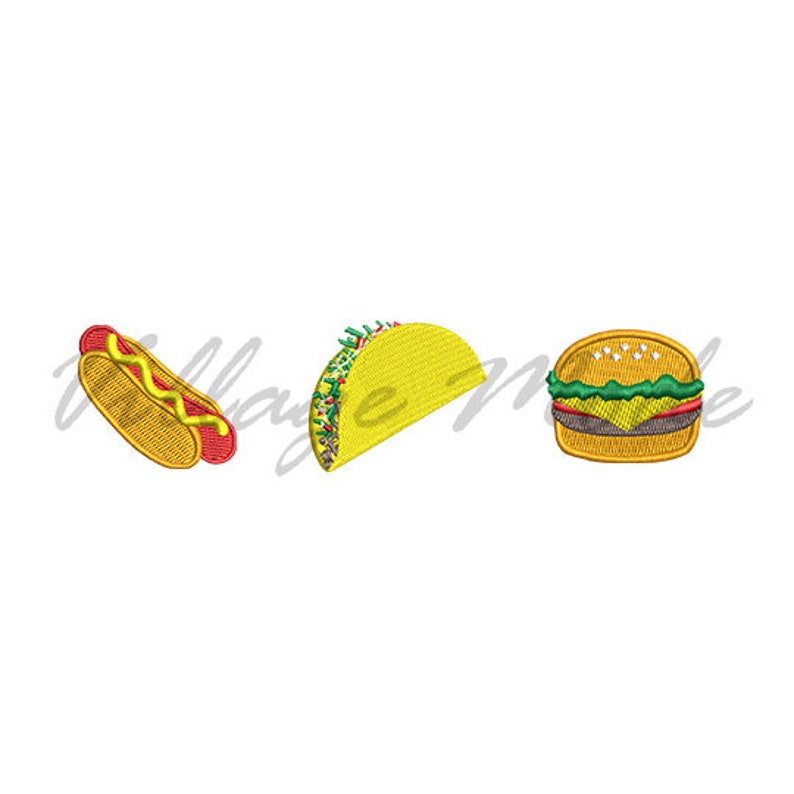 3 Set of Fast foods Machine Embroidery Design File