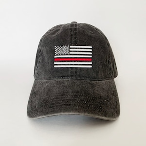 dünne rote Linie amerikanische Flagge Hut-Baseball-Mütze Feuerwehr Kappe bestickt Feuerwehr Ballcap