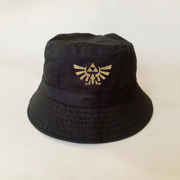 Zelda Royal Crest Embroidered Washed Cotton Bucket Hat fishing hat