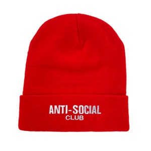 Anti-Social Club Embroidered Long Beanie Winter Hat image 1