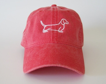 Dachshund Outline Cap dachshund hat dog hat dot puppy hat embroidered cap dog embroidered hat puppy hat Washed Cotton Cap