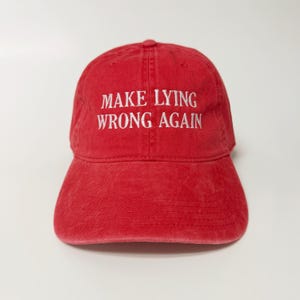 Make Lying Wrong Again Embroidered Washed Cap MAGA Hat Patriot cap Cotton Cap Dad Hat Washed Cotton Cap