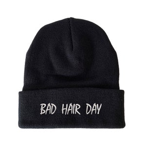Bad Hair Day Design Embroidered Beanie Winter Beanie