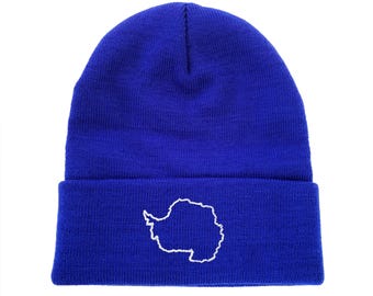 Antarctica Map Outline Embroidered Beanie Country hat Winter Hat