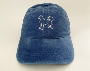Shiba Inu Outline Embroidered Hat Dog lover Cap Dog Baseball Cap Washed Cotton Cap