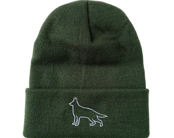 Gorro bordado con contorno de pastor alemán Gorro de perro Gorro de invierno