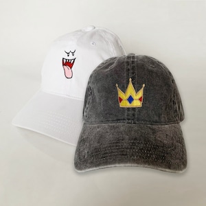 King Boo Face / Crown Embroidered Cap Halloween Cap Mario Cap Dad Cap Halloween Costumes