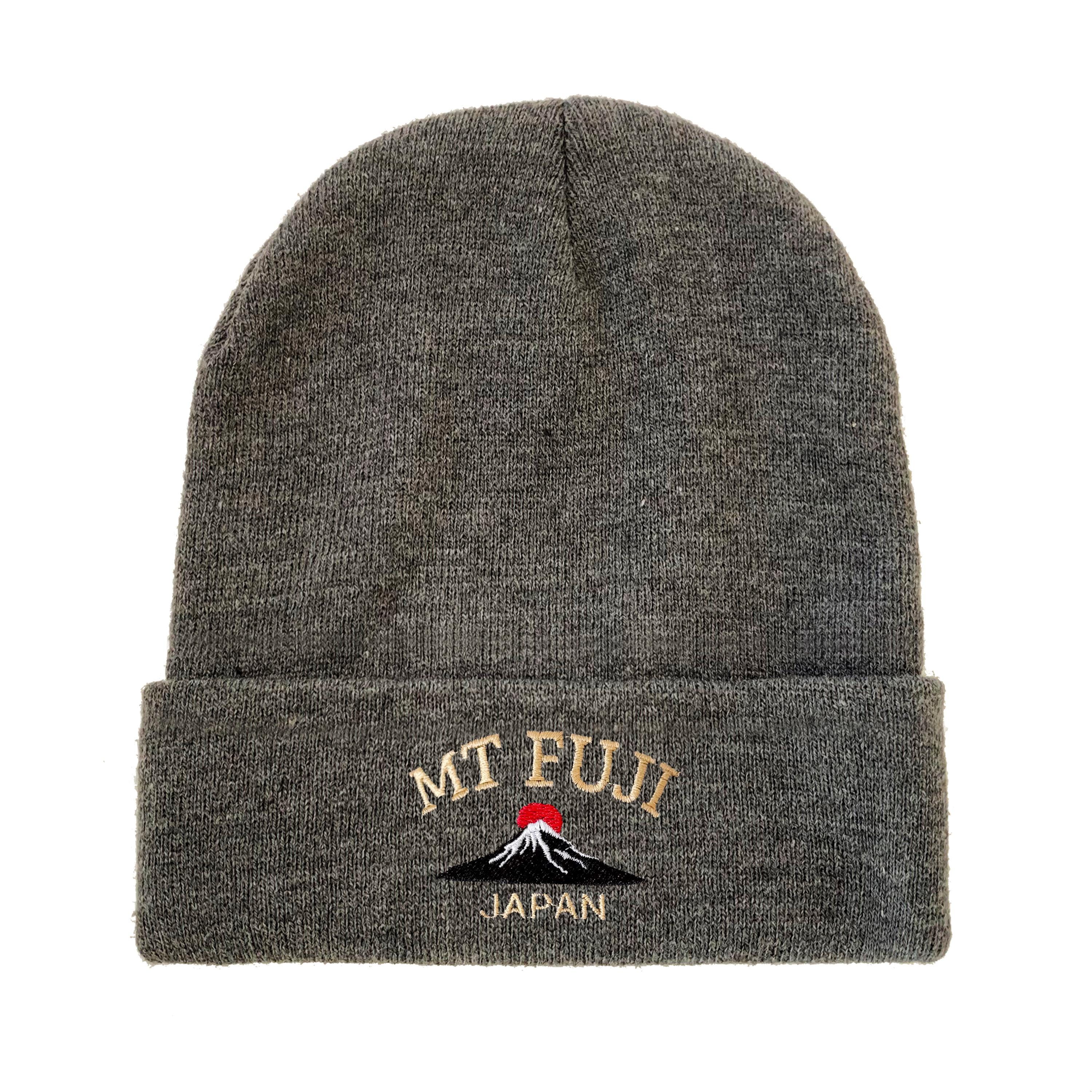 Mt Fuji Japan Embroidered Beanie Winter Hat Nature Beanie