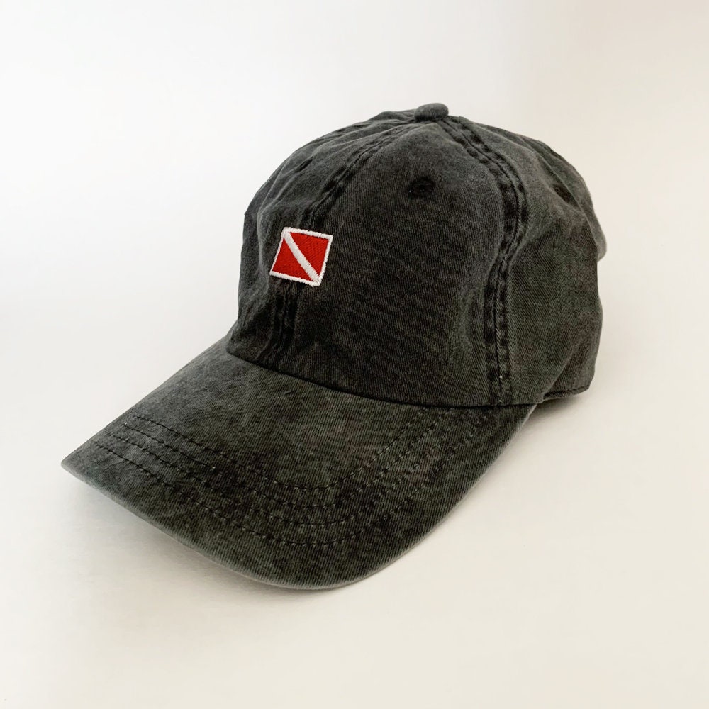 Scuba Dive Flag Embroidered Cap Diver down Flag hat Scuba Flag Etsy