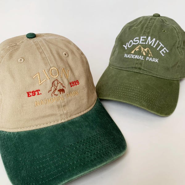 National Park Embroidered Cap Washed Cap Park Hat Travel Hat Baseball Hat Nature hat Camping Hat Road Trip Hat Mountain Hat Hiking Cap