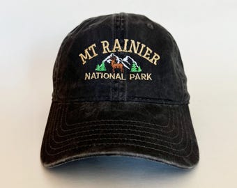 Mt Rainier National Park Embroidered Cap hat baseball hat camping hat mountain hat nature hat travel hat road trip hat Washed Cotton Cap