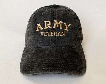Gorra de béisbol con letras de veterano del ejército, gorra de veterano bordada, gorra de algodón lavado