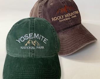 Gorra de colección bordada de parques nacionales, gorra lavada, sombrero de viaje, sombrero de naturaleza, sombrero de camping, recuerdo de viaje por carretera, gorra para amantes de los parques, regalo
