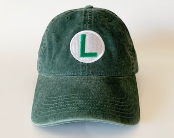 Gorra bordada de Luigi L, gorra de Mario, disfraces de Halloween, gorro bordado, gorra de algodón lavado