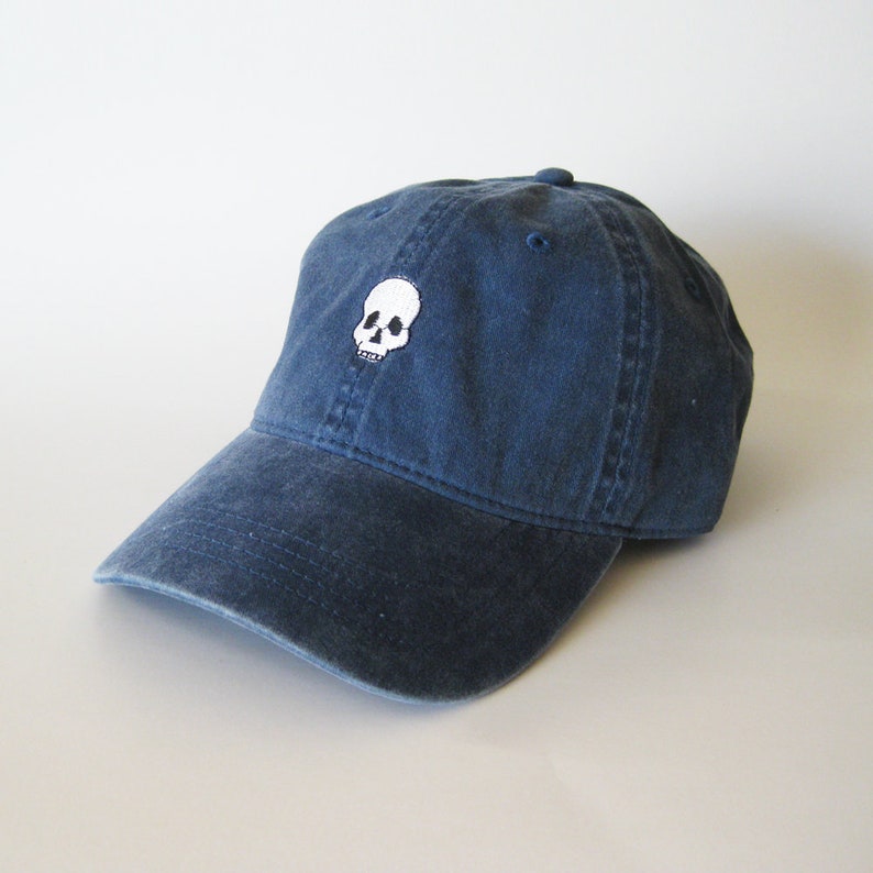 Skull hat skull cap funny cap dad hat halloween hat cap scary hat halloween embroidery cap Washed Cotton Cap image 5