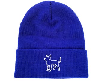 Chihuahua Outline Embroidered Beanie Dog Beanie Winter Beanie