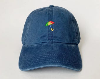 Umbrella Embroidered hat cap Rain cap dad hat dad cap Washed Cotton Cap