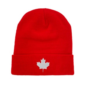 Kanada Ahornblatt Beanie Wintermütze bestickt