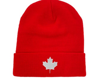 Canada Maple Leaf Embroidered Beanie Winter Hat