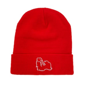 Shih Tzu Outline Embroidered Beanie Dog Beanie Winter Beanie