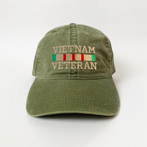 Vietnam Veteran with Ribbon Embroidered Cap hat baseball hat veteran cap embroidered ball cap