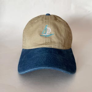 Embroidered Sailboat Cap: Cotton Dad Hat