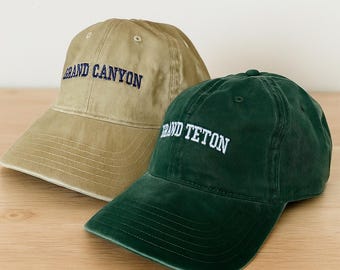 National Park Letters Embroidered Cap Washed Cap Park Hat Travel Hat Baseball Hat Nature hat Camping Hat Road Trip Hat Mountain Hat Hiking