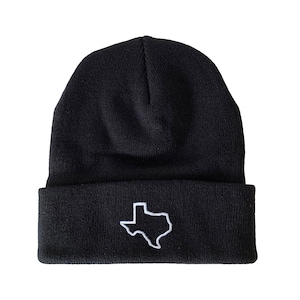 Texas Map Umriss gestickte Beanie Zustandshut Wintermütze