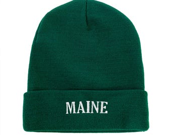 Maine Embroidered Beanie Winter Hat State beanie headwear