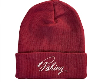 Fly Fishing Embroidered Beanie Dad Winter Hat