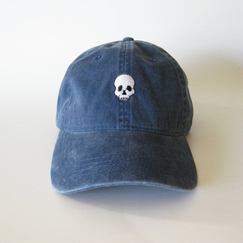 Skull hat skull cap funny cap dad hat halloween hat cap scary hat halloween embroidery cap Washed Cotton Cap image 2