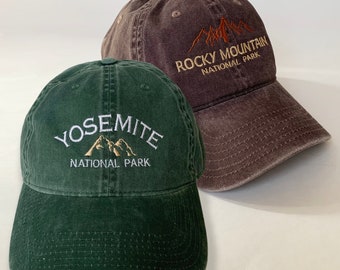 National Park Embroidered Cap Washed Cap Park Hat Travel Hat Baseball Hat Nature hat Camping Hat Road Trip Hat Mountain Hat Hiking Cap