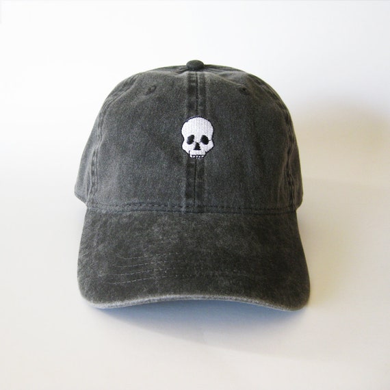 Skull hat skull cap funny cap dad hat halloween hat cap scary hat halloween embroidery cap Washed Cotton Cap